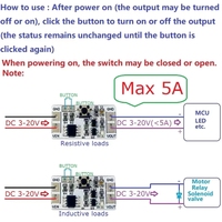 Module d'interrupteur bistable autobloquant BSSY)SL92B02 3-20V 5A 5000mA, contrôleur de pilote LED, relais, carte électronique tactile