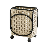 Chariot de courses pliable en plastique grande capacité avec roues, panier de rangement multifonctionnel, utilisation domestique, portable et moderne