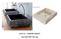 Lavabos de salle de bain pour hôtel et maison d'hôtes, style wabi-sabi, surface en marbre noir antique, haut de gamme, artistique, sur mesure, AQUARIUS AQ964B