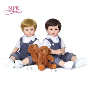 Npk กางเกงยีนส์สำหรับเด็กอายุ55ซม.,ออกแบบใหม่ดั้งเดิมสำหรับเด็กชายซิลิโคนอ่อนนุ่มขนสองสี