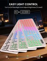 Ensemble clavier et souris sans fil rétroéclairé RVB, rechargeable, ergonomique, taille standard, 2,4 GHz, pour ordinateur de bureau et portable