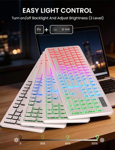 ชุดคีย์บอร์ดและเมาส์ไร้สาย RGB Backlit แบบชาร์จได้ รูปทรงตามหลักสรีรศาสตร์ ขนาดเต็ม 2.4GHz สำหรับเดสก์ท็อป แล็ปท็อป และสำนักงาน - Product Image 6