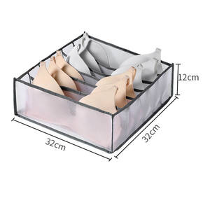 <b>Foldable</b> Storage Bags Underwear Storage <b>Box</b> Bra Finishing <b>Box</b> Grid Socks Panty <b>Box</b> Dormitory Fabric Single Square Nylon 3 Wire - Product Image 2