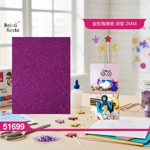 Fogli di Schiuma Non Adesiva con Glitter Viola 2mm per Lavori Artigianali e Decorazioni in Polifoam Marca Peiyong Modello 51699 - Product Image 3