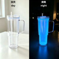 Mossion 2026 Gobelet Globe de Neige 40oz Luminescent dans le Noir avec Poignée, Tasse à Double Paroi avec Trou Pré-percé et Bouchon