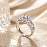 Bague de mariage personnalisée en argent sterling 925 avec moissanite, pierre centrale taille coussin, double rangée pavée, bijou de luxe élégant