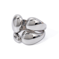 Bagues Chics Dainty J&D pour Femmes en Acier Inoxydable 18 Carats, Style INS, Bagues Volumineuses Double Couche Brillantes