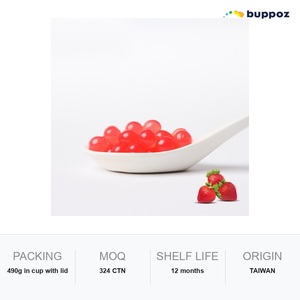 สตรอว์เบอร์รี่ป๊อปปิ้งโบบา 490 กรัม แบบถ้วย ฮาลาล HACCP สำหรับร้านชานมไข่มุก รับผลิตแบบ OEM - Product Image 6