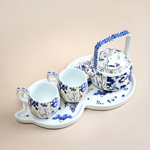 Pine Pavilion Blue And White Porcelain Kung Fu <b>Tea</b> <b>Set</b> With Deer Pattern Gift Box For <b>Tea</b> Ceremony Home Office Gift Falangcai - Product Image 3