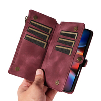 Dompet Kulit PU untuk iPhone 17 Pro, 9 Slot Kartu + Kantong Koin Ber-resleting, Penyangga, Pemblokir RFID, 360 °   Perlindungan