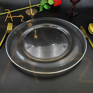 الأكثر مبيعًا أواني 13 بوصة فضة حافة لوحة زجاجية شفافة يمكن تخصيصها مع أنماط أخرى لحفلات الزفاف - Product Image 4