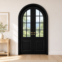 DEMEA Portes intérieures en bois massif de style français à double vitrage arqué de haute qualité, insonorisées, pour les halls, les salons, les appartements