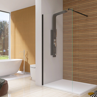 KMRY KD8006C Noir mat Moderne Salle de bain Panneau de douche Porte de douche Écran en verre trempé Porte de douche à l'italienne