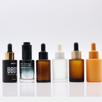 Flacon compte-gouttes en verre à épaulement plat de 30ml en gros Flacon compte-gouttes givré transparent pour sérum Bouteille d'huile essentielle