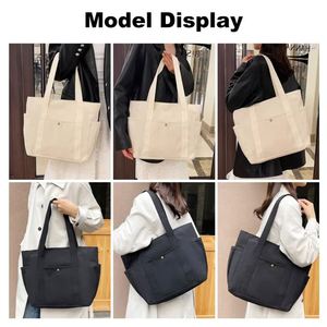 High Quality Custom Logo Luxury Women's Shoulder <b>Bags</b> Eco-Friendly Reusable Canvas Shopping <b>Tote</b> <b>Bag</b> <b>with</b> <b>Pockets</b> - Product Image 5