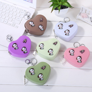 Custom <b>Cute</b> Cartoon Heart-Shaped Silicone Waterproof <b>Wallet</b> Purse School Girls Kids Kawaii Style Mini Hasps Closure Polyester - Product Image 4