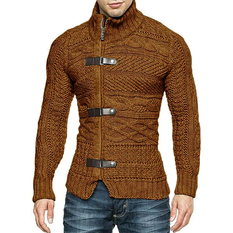 Blusa grossa com botão turn-down e zíper para homens, design de outono inverno, moda de rua em promoção da Amazon