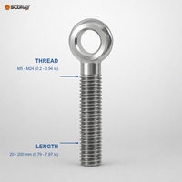 Vis à œil en acier inoxydable 304, vis à œil à tête cylindrique, vis à œil à tête plate, GB/T 798 DIN 444 M5 M6 M8 M10 M12 M16 M20 M24 20mm-200mm A2-70 Métrique