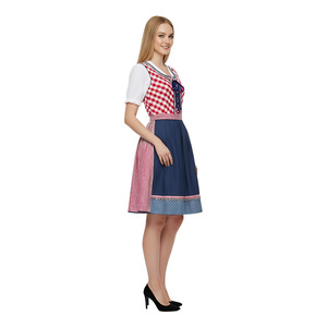 Costume de femme pour la bière, ensemble robe à carreaux, déguisement d'Halloween, performance scénique, robe fantaisie, jupe à carreaux rouge et bleue - Product Image 1