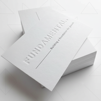 Carte de remerciement de luxe en papier épais blanc 500 g/m² avec logo gaufré 10*15 cm, texture papier coton personnalisée, carte de visite