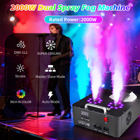 Machine à brouillard et fumée double tube réglable Mingjie 2000W, contrôle DMX512, LED RGB, IP33, Ra90, tension universelle - DJ/Mariage/Noël