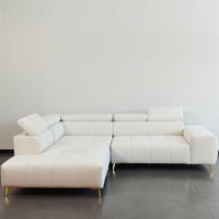 Modernes Weißes Dreisitzer-Modulares Ecksofa-Set L-förmig mit Hoher Rückenlehne Verstellbar Stoff Kunstleder Schaumstoff