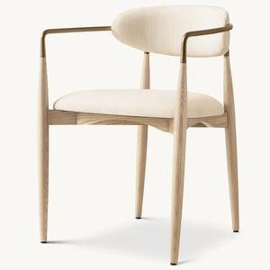 Fauteuil de salle à manger Rhoohill personnalisé, style moderne américain, en bois massif, chêne blanc avec piètement métallique, pour restaurant - Product Image 5