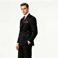 Setelan Tuxedo Pria Dewasa 3 Potong Gaya Italia Slim Fit Double Breasted TR Formal Bisnis Pernikahan Jas Rompi Celana Anti Kusut