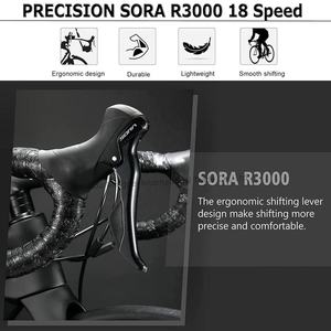 Vélo de Ville Léger en Fibre de Carbone T700, Vélo de Route Sportif 700C 18 Vitesses Shimano <span class=keywords><strong>SORA</strong></span>, Frein à Disque Mécanique, Course - Product Image 3