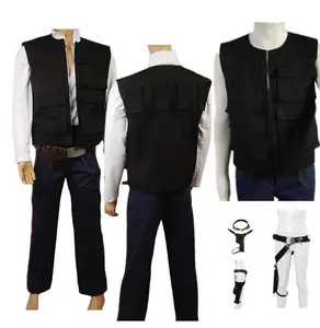 Disfraz de Cosplay de Han Solo para hombre, trajes de Cosplay de Halloween, Chaleco de Han Solo, pantalones, cinturón