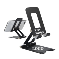 Support de téléphone et tablette pliable en métal personnalisé avec coussinets en silicone antidérapants, support de téléphone portable compact et mains libres