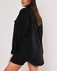 <span class=keywords><strong>Chemise</strong></span> en jean noire à la mode pour femmes de <span class=keywords><strong>grande</strong></span> <span class=keywords><strong>taille</strong></span> Fat Big Ladies Block Color <span class=keywords><strong>Chemise</strong></span> en jean 100% coton à imprimé léopard - Product Image 4