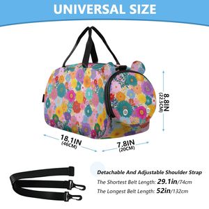 Sac de voyage en polyester à motif floral australien avec fermeture éclair, grande capacité, pour filles et enfants, compartiment pour chaussures de sport et de danse - Product Image 4