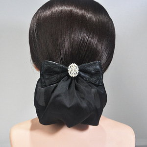 Niñas arco Barrette elegante Floral oficial señora pinza de pelo cubierta red tul Bowknot mujeres Hairgrip diadema redecilla - Product Image 2
