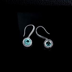 925 Silver Paraiba <b>Earrings</b> Round Light Luxury Charm <b>Earrings</b> - Product Image 2