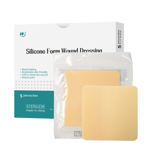 Pansement carré en mousse de silicone 4x4 po, imperméable, avec bordure, patch adhésif en gel de silicone <span class=keywords><strong>pour</strong></span> soins avancés des plaies - Product Image 1