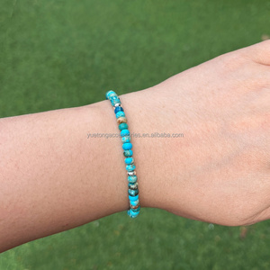 El yapımı 2x4mm Rondelle emperyal Jasper boncuk Dainty bilezik ayarlanabilir şifa enerji taş takı kadınlar için toptan - Product Image 4