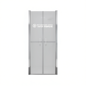 Puerta de Ducha Esmerilada de 39.8x74.8 Pulgadas con Marco Plateado, Vidrio Templado, Apertura con Bisagras, Diseño Rectangular Minimalista, Impresión Láser - Product Image 1