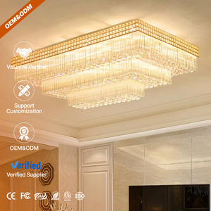 Lampadario a Soffitto LED di Lusso in Cristallo, Grande e Rettangolare, per Ristoranti, Hotel e Soggiorni - Product Image 1