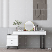 NOVA Meubles modernes Commode réglable pour chambre à coucher Table de maquillage en bois blanc avec miroir à lumière LED