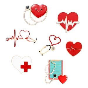Bros Medis Pin Perawat Stetoskop Jantung Elektrokardiogram Enamel Pin Kerah Lencana Perhiasan Logam Hadiah untuk Dokter Grosir - Product Image 6