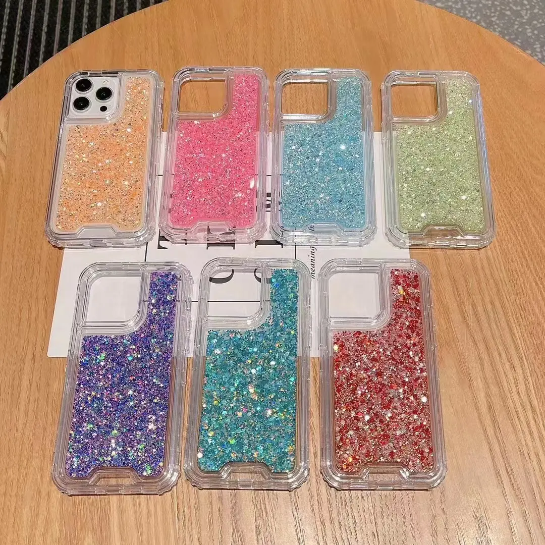 Renkli üçü bir arada plastik kasa cep telefonu iPhone için kılıf Samsung Xiaomi