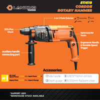 Marteau perforateur électrique 600W SDS-Plus 4 fonctions, batterie lithium-ion, vitesse variable, pour bricolage rapide, perçage du béton, du bois et de la maçonnerie