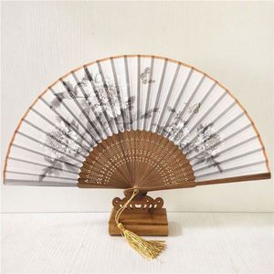 Abanicos de Seda Chinos Hechos a Mano de 21 cm, Abanicos de Bambú Portátiles Ecológicos para Mujer, Diseño de Dibujos Animados de Flores y Ángeles para Verano - Product Image 4