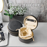 Boîte de rangement pour bijoux en cuir PU écologique Ele Queen avec fermeture éclair, anti-poussière, vente en gros, support de logo personnalisé, insert en velours