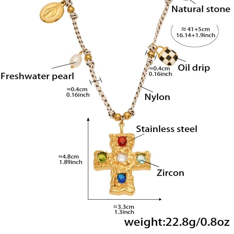 สร้อยคอไม้กางเขนสีเพทาย41 + 5ซม.