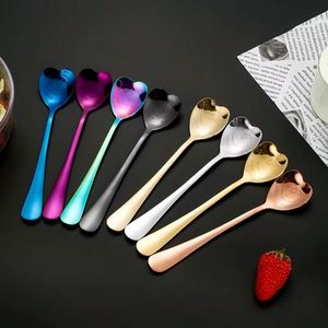 Custom Color Stainless Steel Coffee <b>Spoon</b> Ice Cream Dessert Small Mug Glass <b>Spoon</b> Heart-Shaped Stirring <b>Spoon</b> - Product Image 1