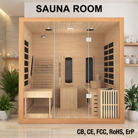 Ruang Sauna Kayu Solid Modern untuk Luar Ruangan dari Kayu Hemlock Kanada untuk 1-6 Orang dengan Fitur Spa Inframerah dan Uap Peluh
