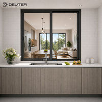 Ventana Corredera Interior de Aluminio de Tres Vías, Fácil de Limpiar, Ahorra Espacio, con Pantalla Extraíble, para Cocina o Comedor de Condominios de Alta Gama