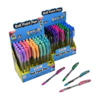Lot de 50 stylos à bille rétractables 0,7 mm avec boîte de présentation pour fournitures scolaires et de bureau